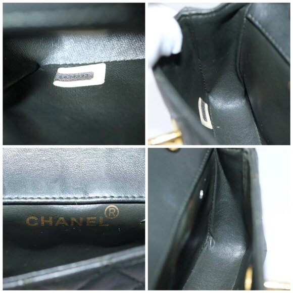 CHANEL Mini Matelasse Turn Lock Chain Bag Lamb Skin Black CC Auth 72435AV - Picture 14 of 15
